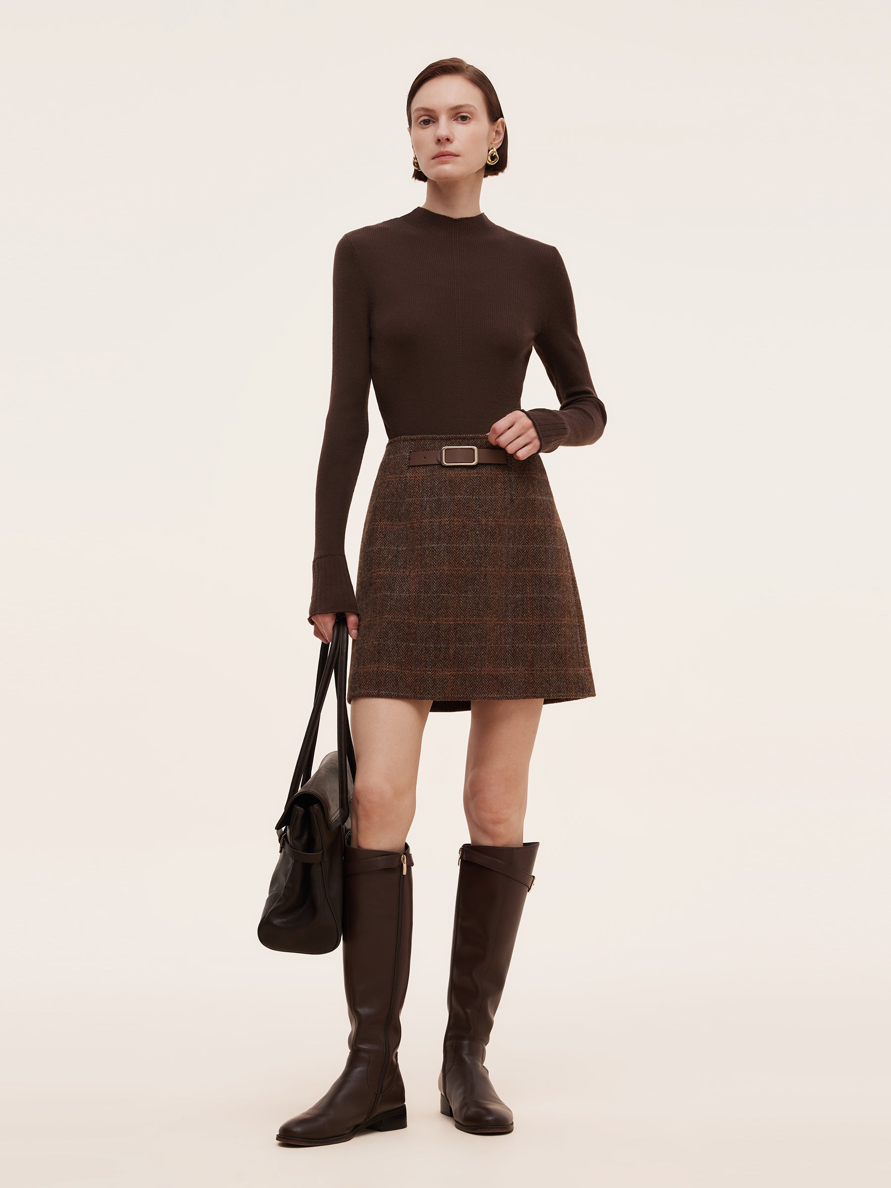 100% Machine Washable Wool Mock Neck Women Knit Top