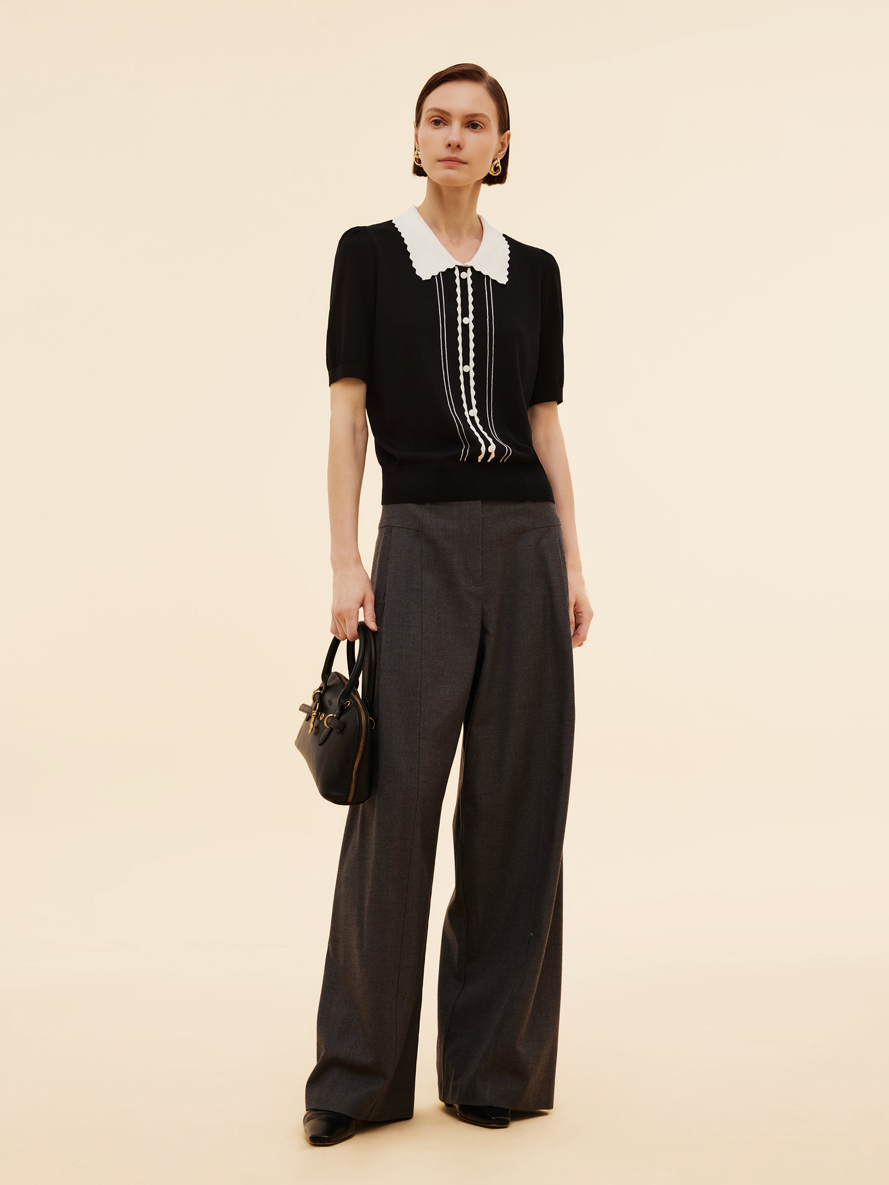 Tencel Blend Color Block Women Knit Top