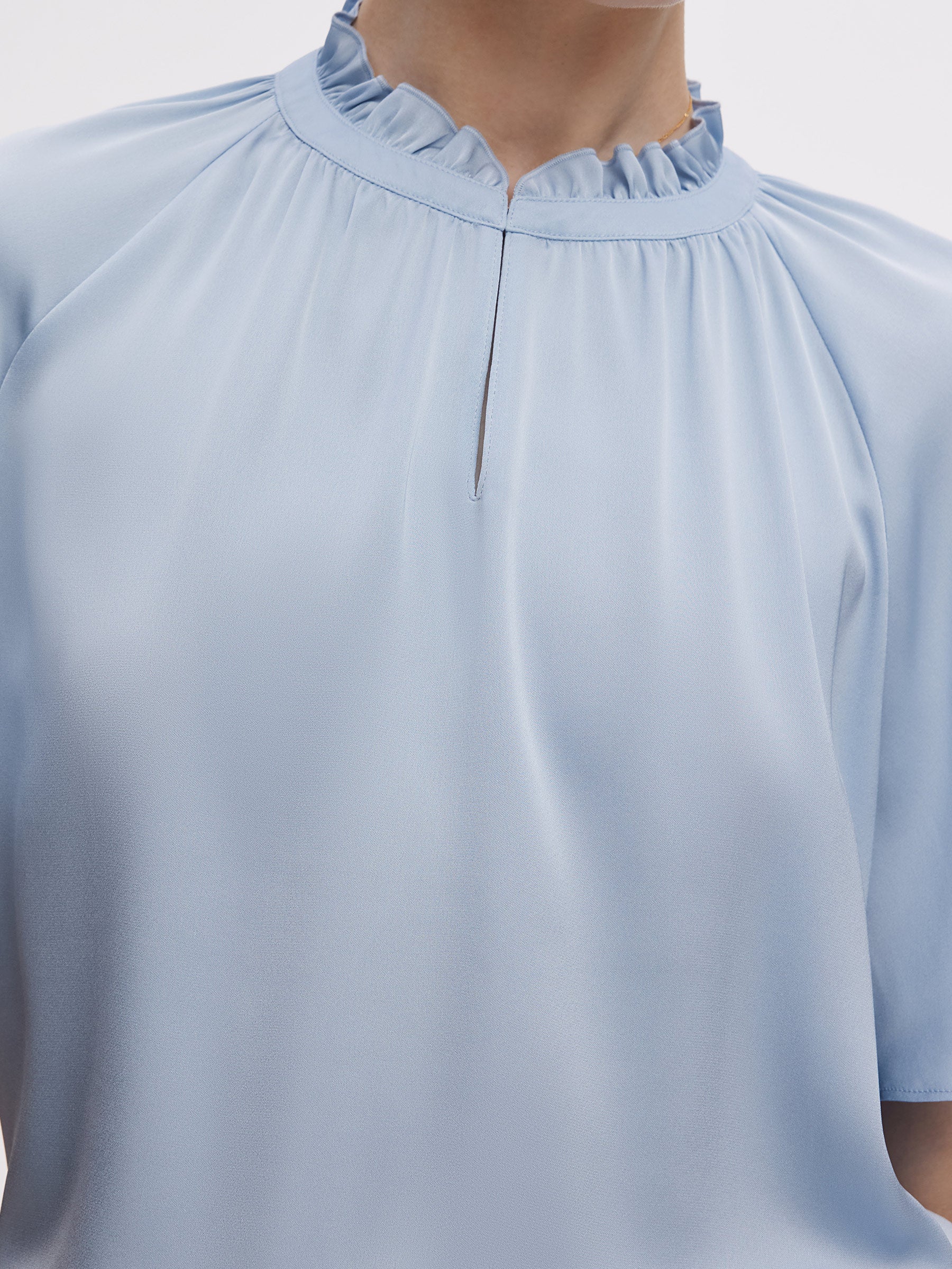 22MM Mulberry Silk Women Ruffle Sleeve Blouse