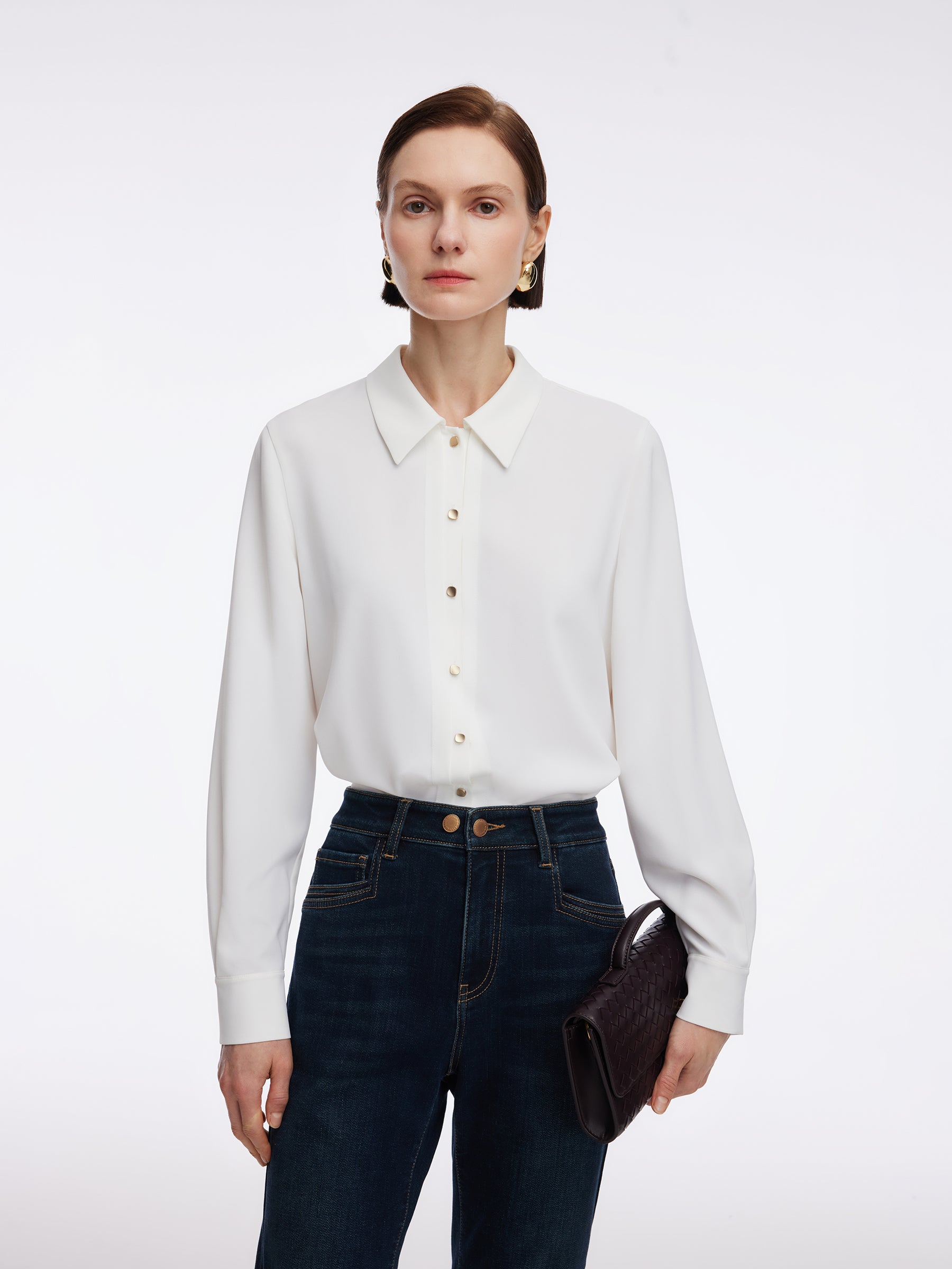 H-Line Metal Button Women Shirt