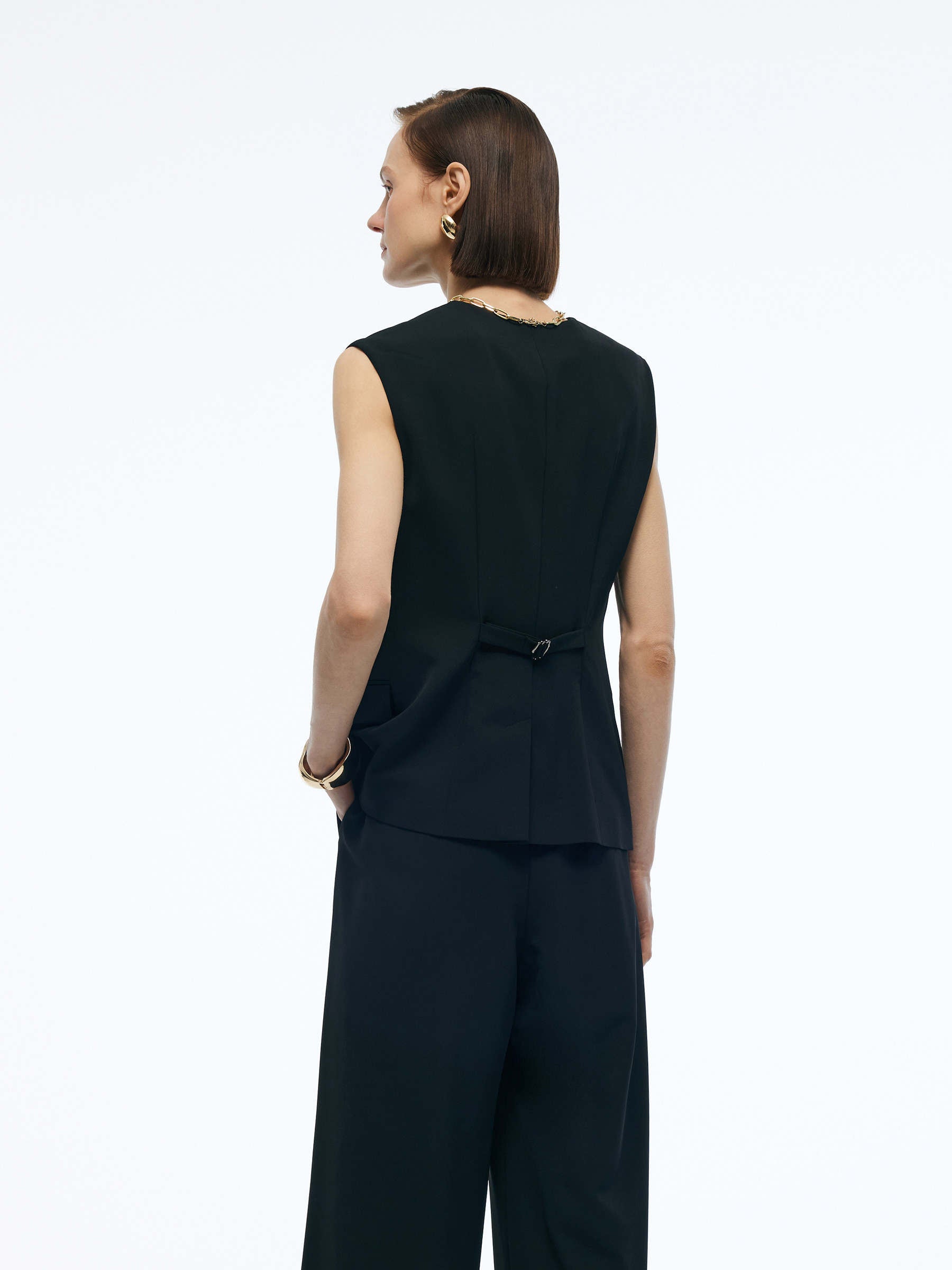 Stretch V-Neck Women Single-Breasted Vest