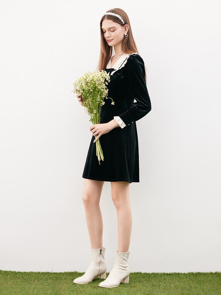 Velvet Patchwork Mini Dress