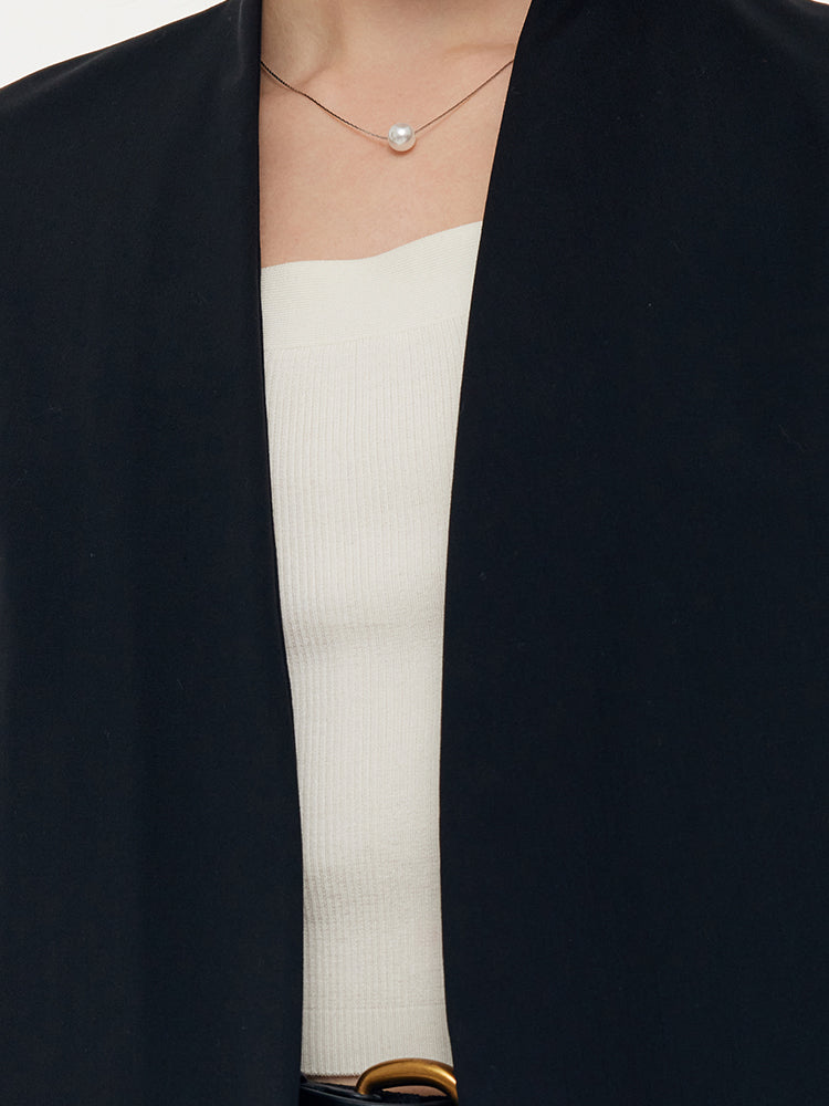 Machine Washable Wool Collarless Unisex Blazer