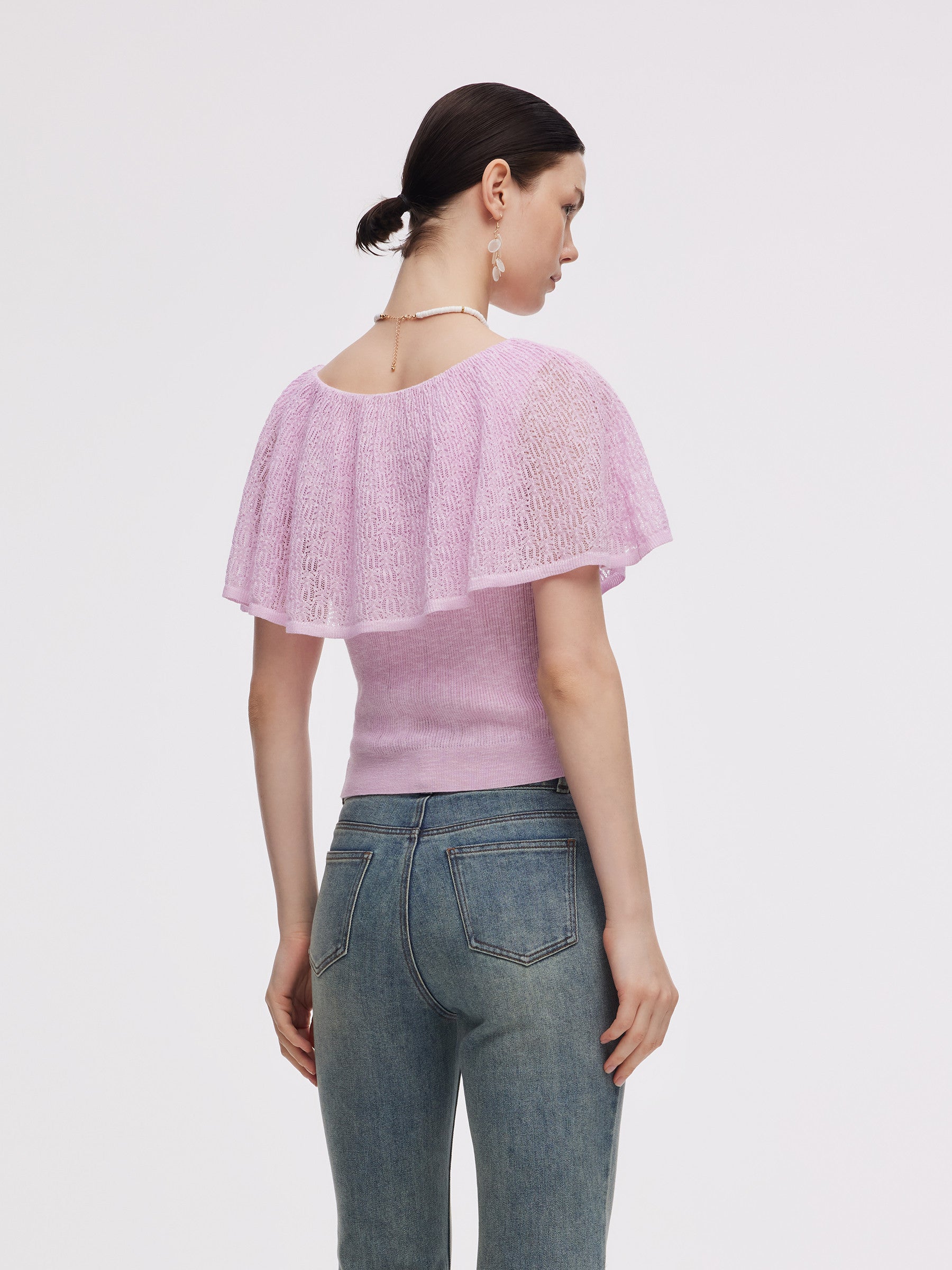 Capelet Adjustable Neck Women Knit Top