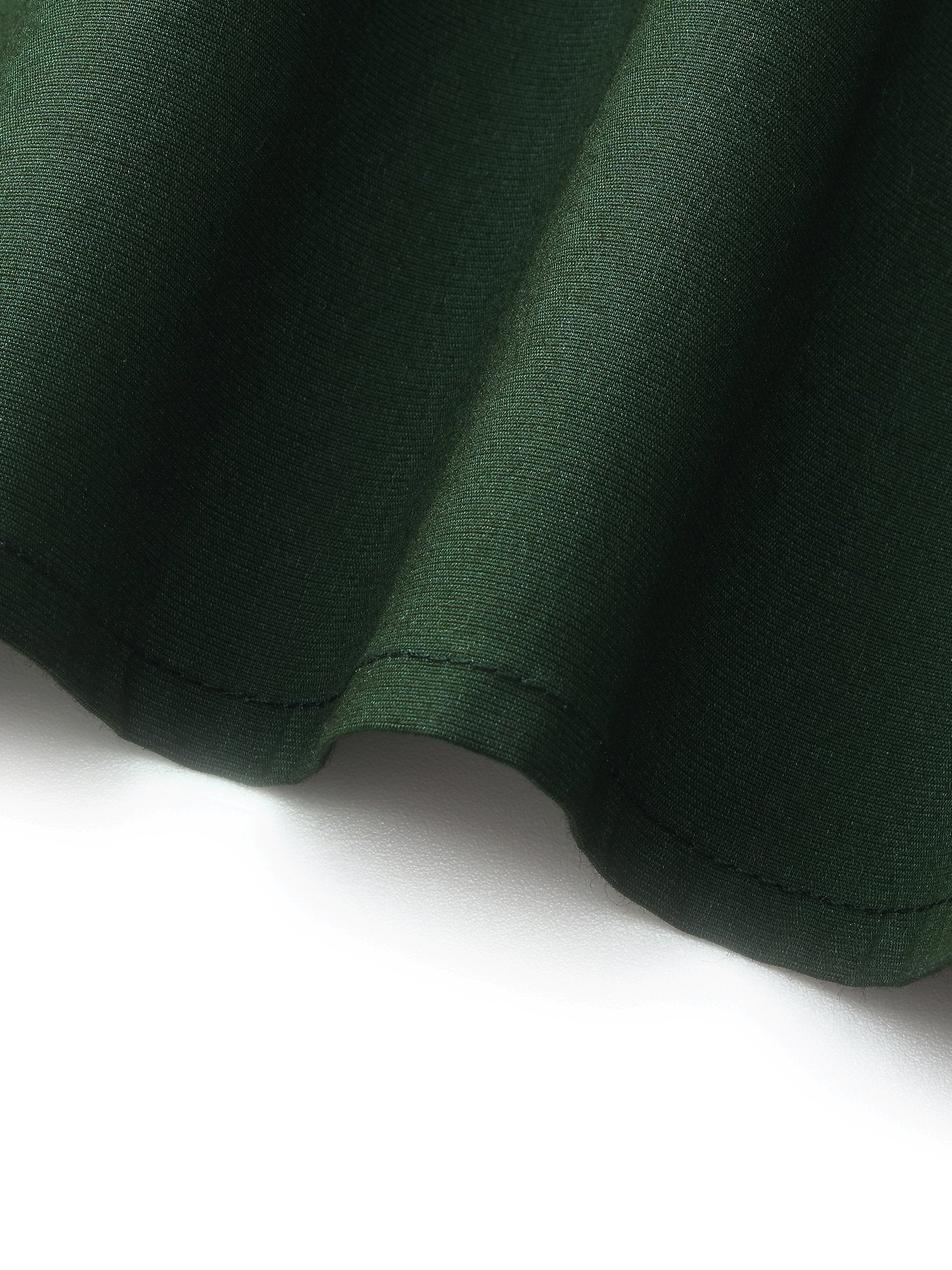 Dark Green V-Neck Women Blouse With Belt