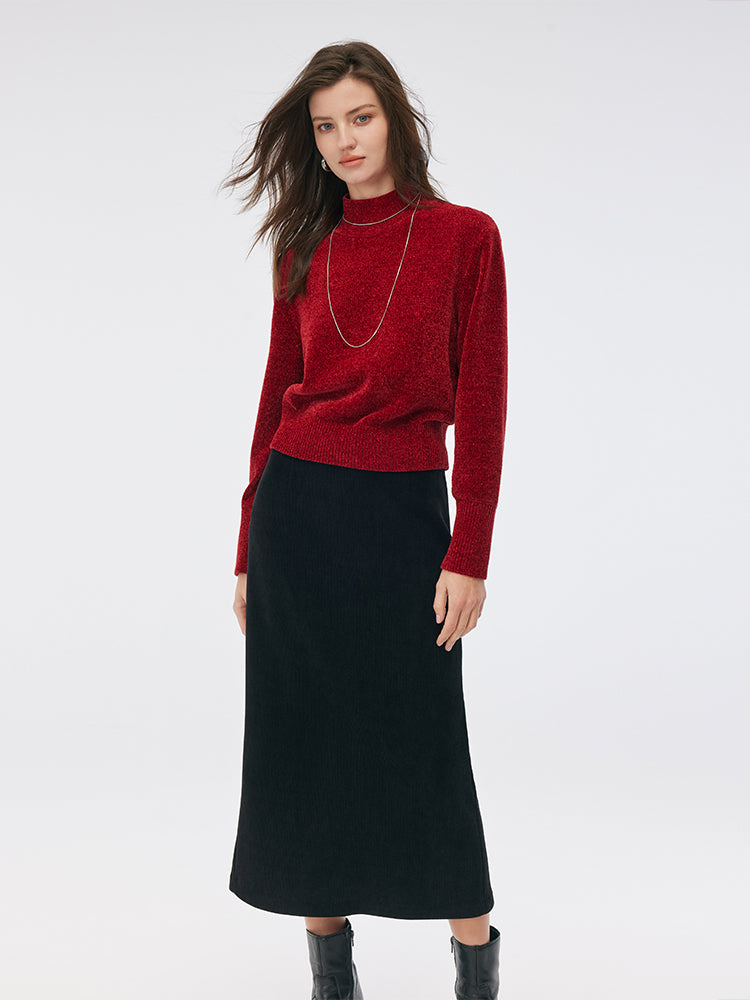 Chili Red Turtleneck Women Sweater