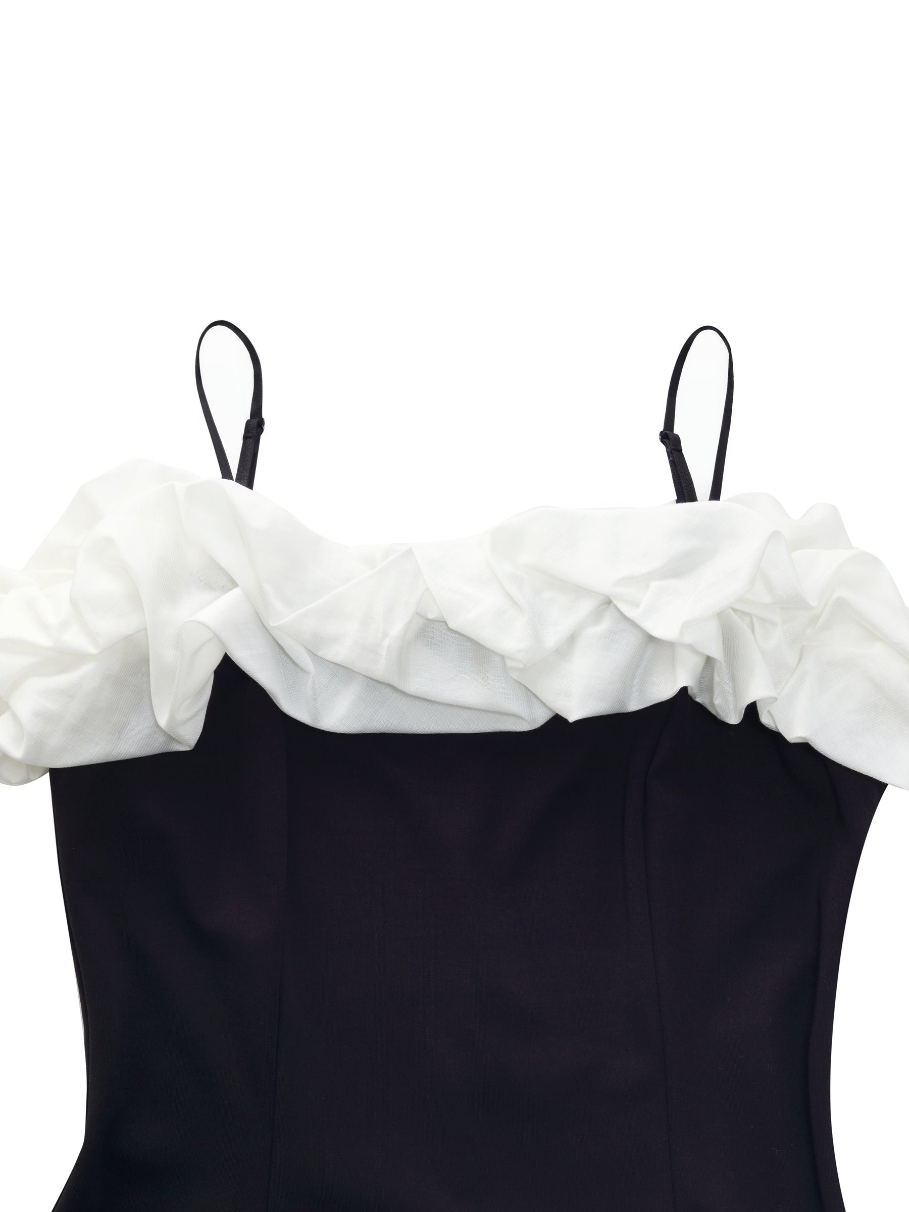 Color Block Ruffle Women Knit Mini Dress With Detachable Straps