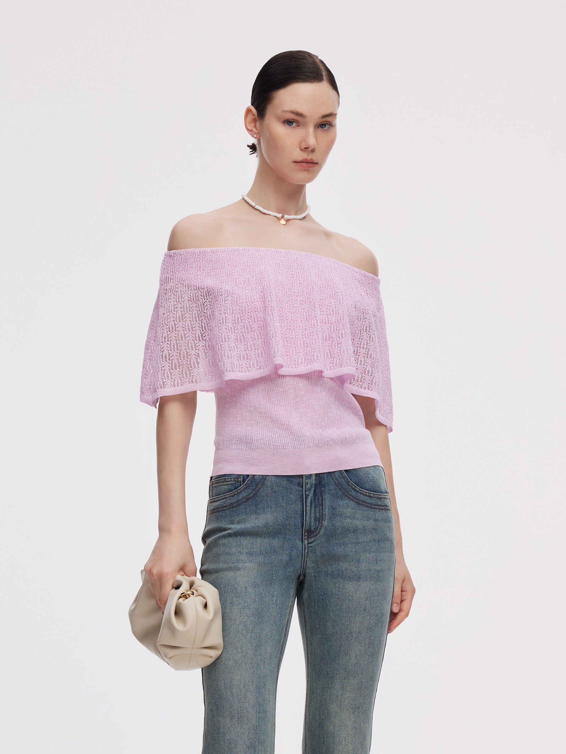 Capelet Adjustable Neck Women Knit Top