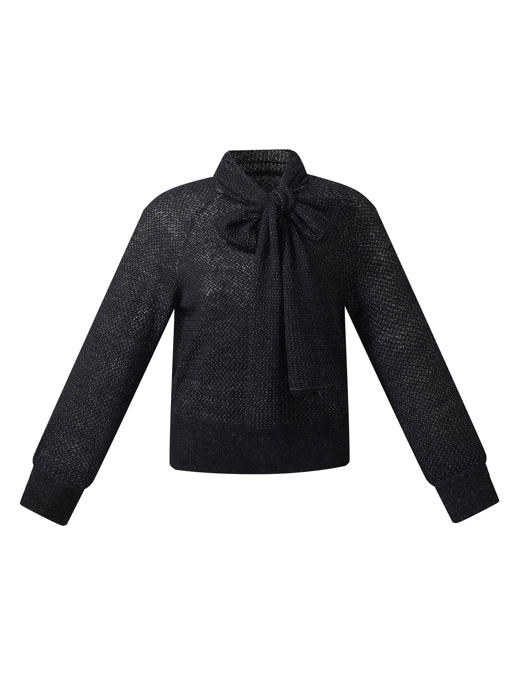 Tie Front Balloon Sleeve Women Knit Top