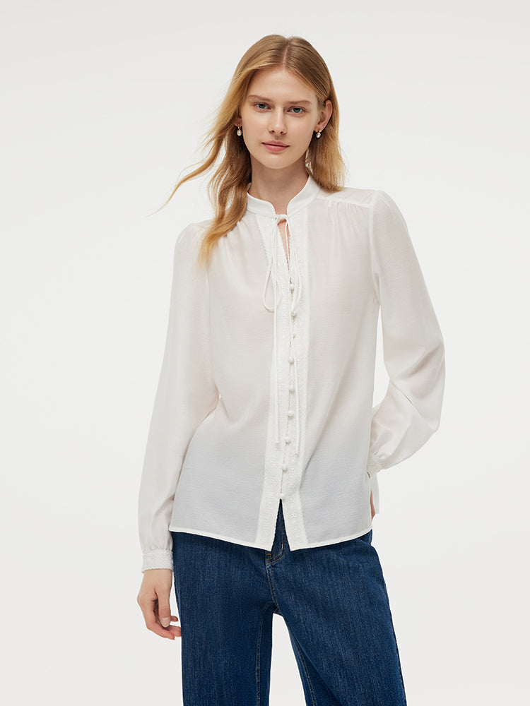 Tie Front Neck Women Blouse