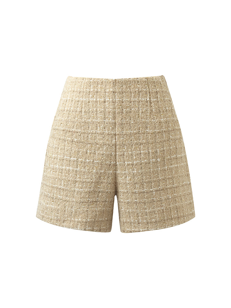 Wool Blend Tweed A-Line Women Shorts