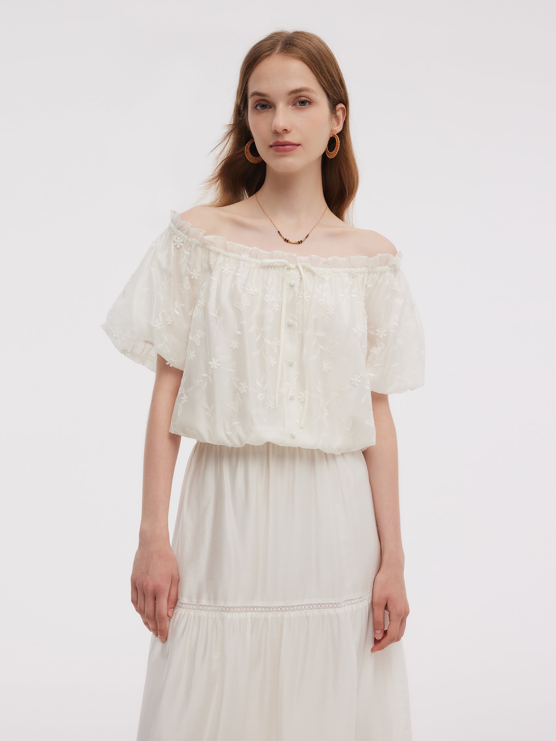 Tencel Blend Embroidered Women Top