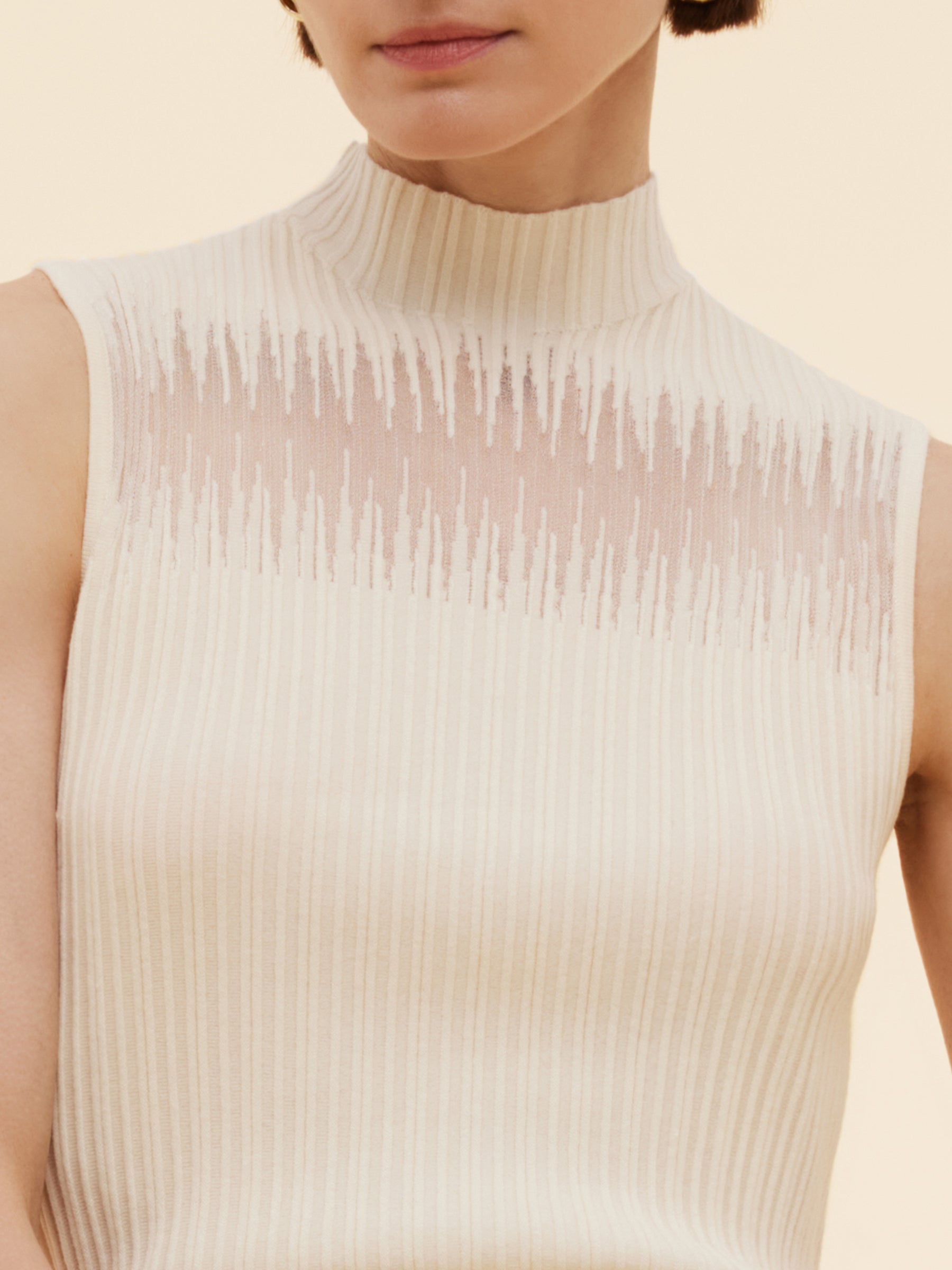 Tencel Blend Women Mock Neck Knit Tank Top