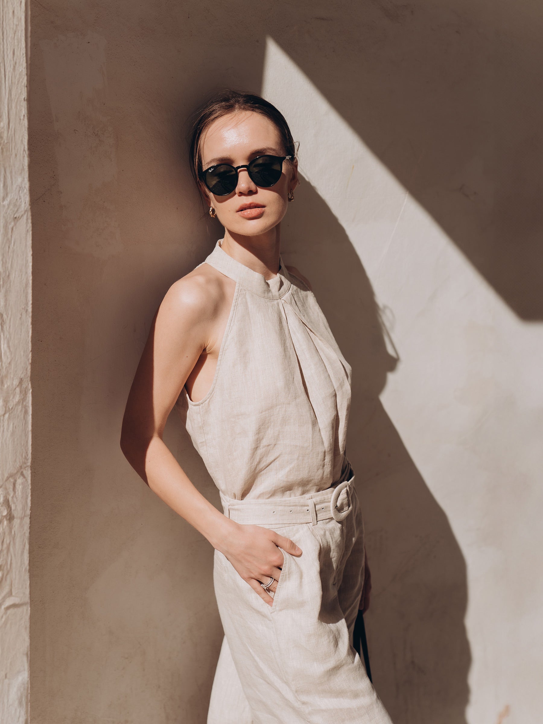 100% Linen Women Halter Tank Top