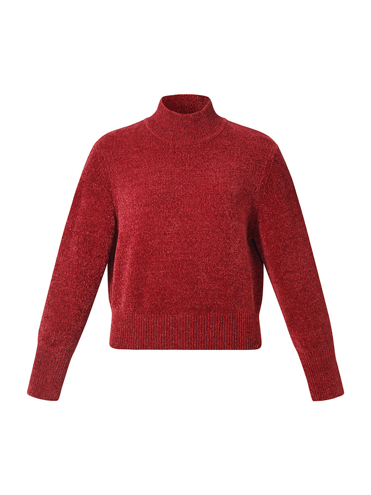 Chili Red Turtleneck Women Sweater
